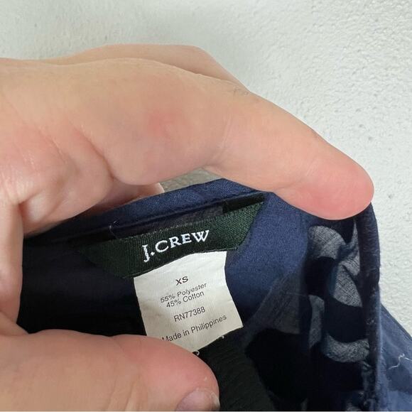 J. Crew Navy Blue Blouse Cotton Blend Burnout Sheer - Picture 3 of 7